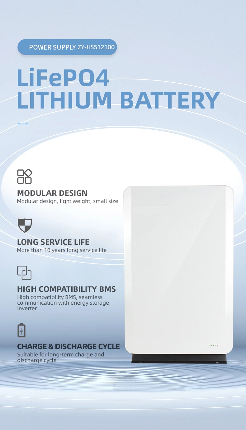 External Battery 6000 Cycles 5kwh Solar System Powerwall Storage Battery Solar Powered Home Storage Battery